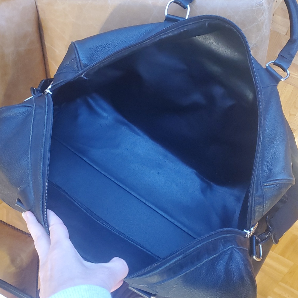 Vintage Roots Canadians Retro Duffel Pebbled Leather Travel Gym Weekender Bag - Picture 12 of 13